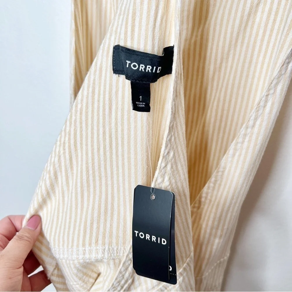 ✅NWT Torrid Stretch Linen 3.5” Shortall Women’s Overalls Sz 1X